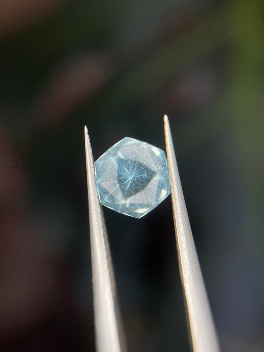 0.93 Carat Aquamarine, Loose Gemstone, Bright Blue, Cushion Hexagon, Mined in Zambia