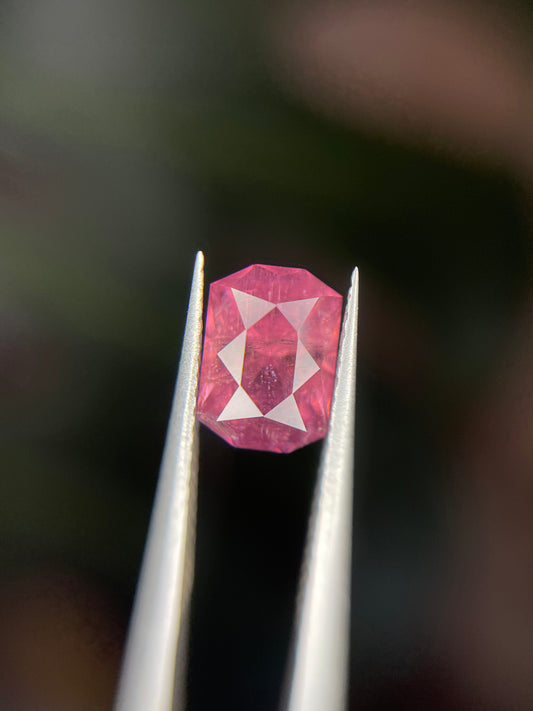 1.20 Carat Pink Tourmaline, Loose Gemstone, Sunset-Pink, Brilliant-Rectangle Cut, Mined in Tanzania
